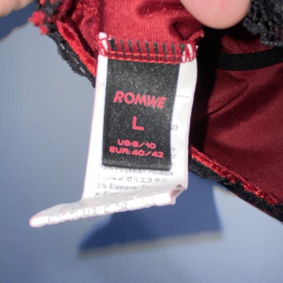 Romwe Woman's Velvet Structured Crop Top Cami SZ L Red Vamp Whimsigoth Festival - Picture 8 of 8